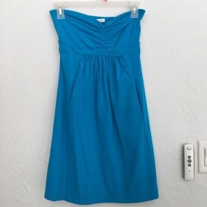 Blue Strapless Cut Out Back Dress